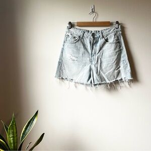 zara mid waist trf denim boyfriend shorts light blue 4